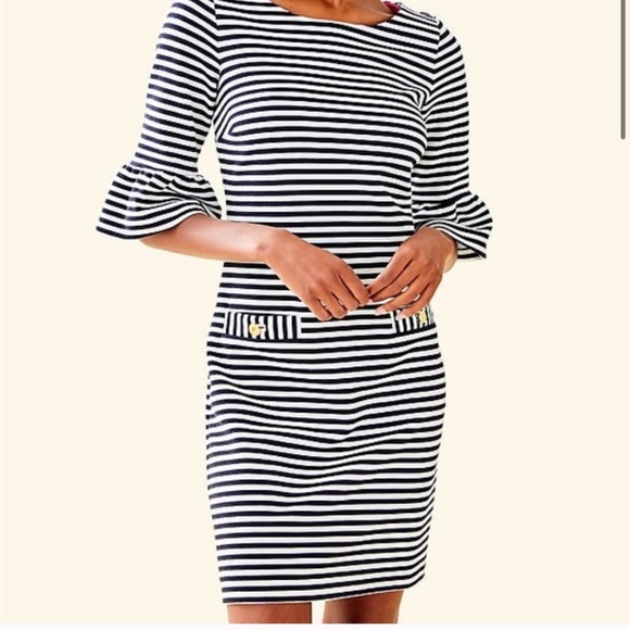 Lilly Pulitzer Dresses & Skirts - Lilly Pulitzer Alden Black & White Striped Dress ruffle XS